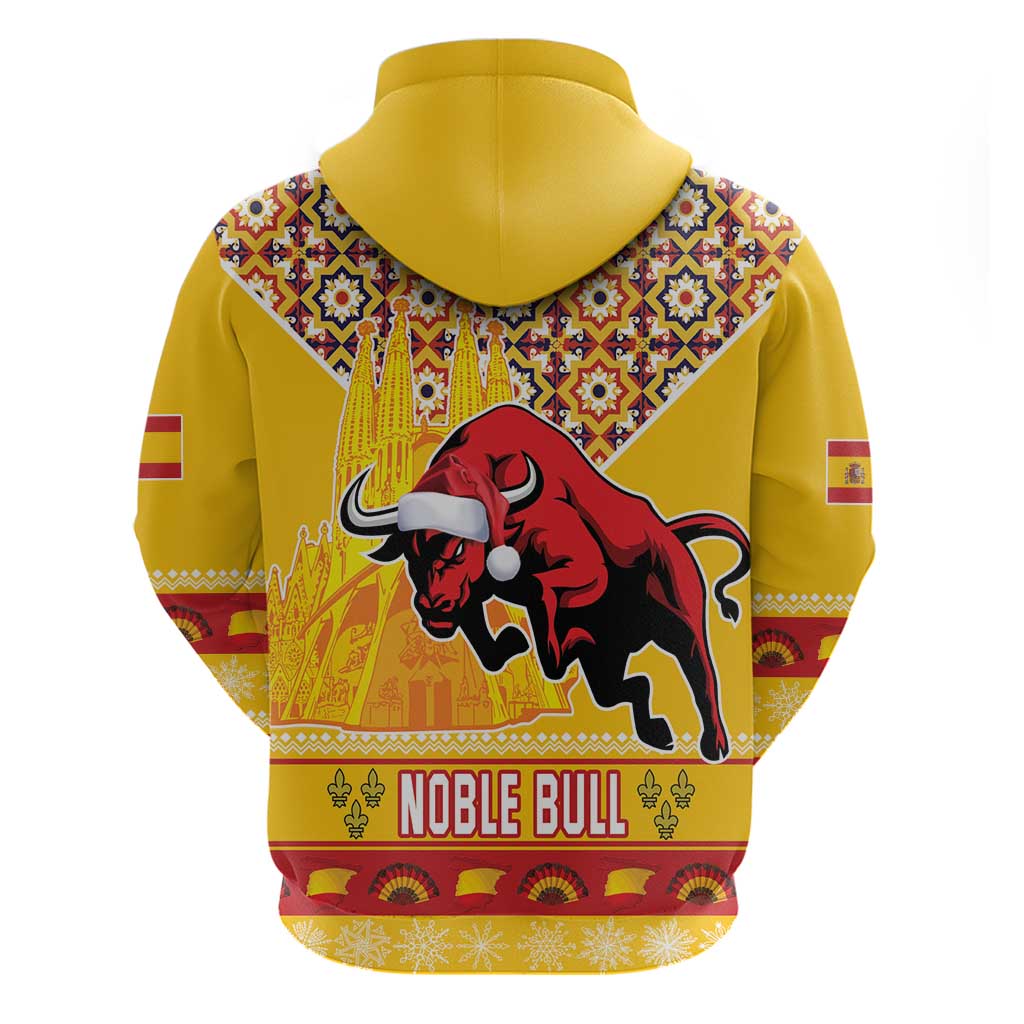 Spain Christmas Hoodie Noble Bull With Sagrada Famlia - Wonder Print Shop