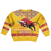 Spain Christmas Kid Ugly Christmas Sweater Noble Bull With Sagrada Famlia - Wonder Print Shop