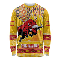 Spain Christmas Long Sleeve Shirt Noble Bull With Sagrada Famlia - Wonder Print Shop