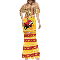 Spain Christmas Mermaid Dress Noble Bull With Sagrada Famlia - Wonder Print Shop