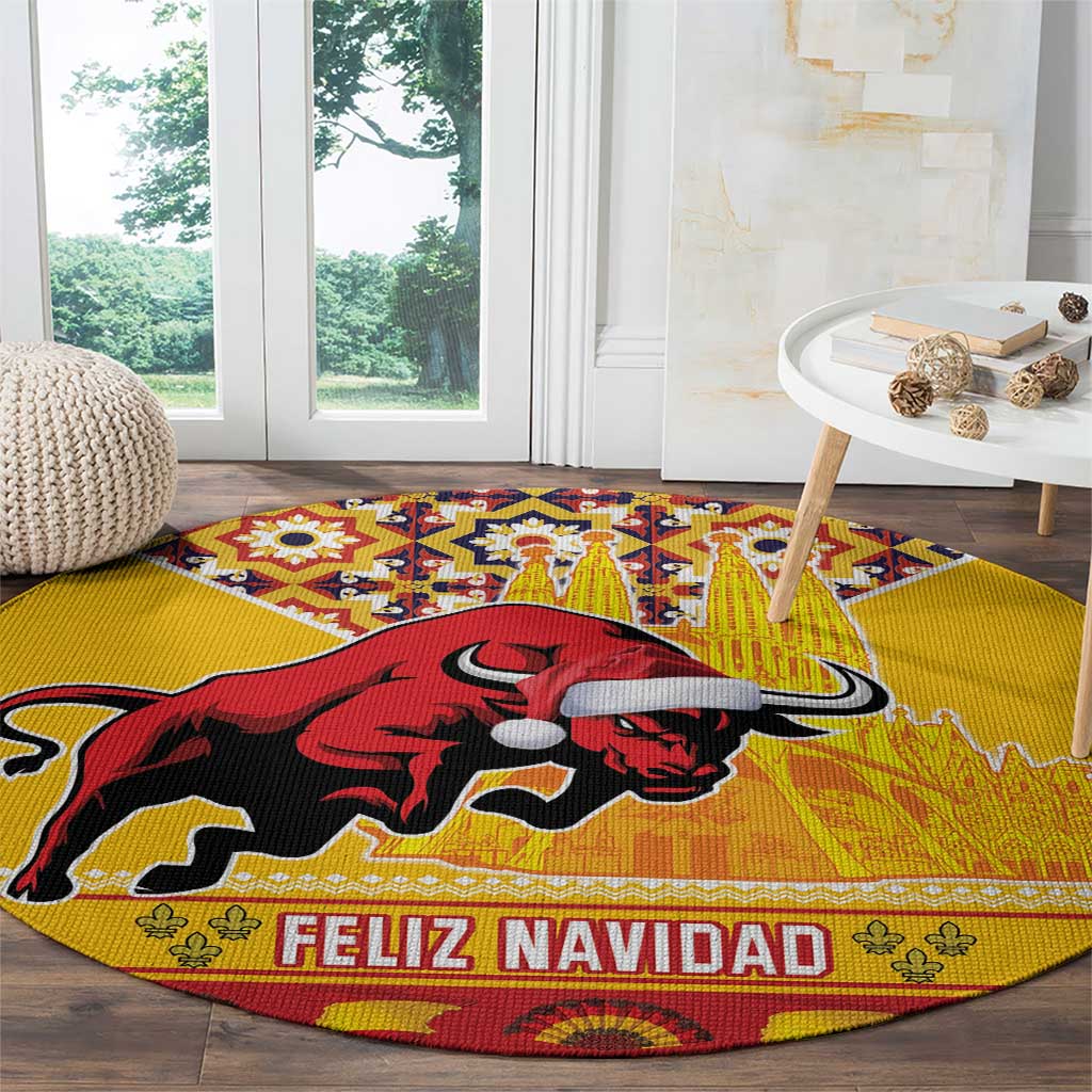 Spain Christmas Round Carpet Noble Bull With Sagrada Família