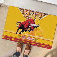 Spain Christmas Rubber Doormat Noble Bull With Sagrada Famlia - Wonder Print Shop