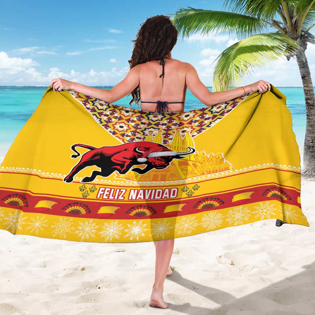 Spain Christmas Sarong Noble Bull With Sagrada Famlia - Wonder Print Shop