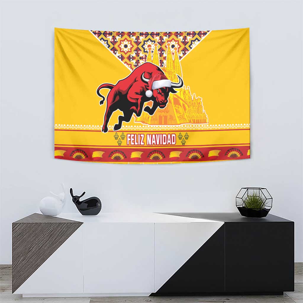 Spain Christmas Tapestry Noble Bull With Sagrada Famlia - Wonder Print Shop