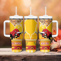 Spain Christmas Tumbler With Handle Noble Bull With Sagrada Famlia - Wonder Print Shop