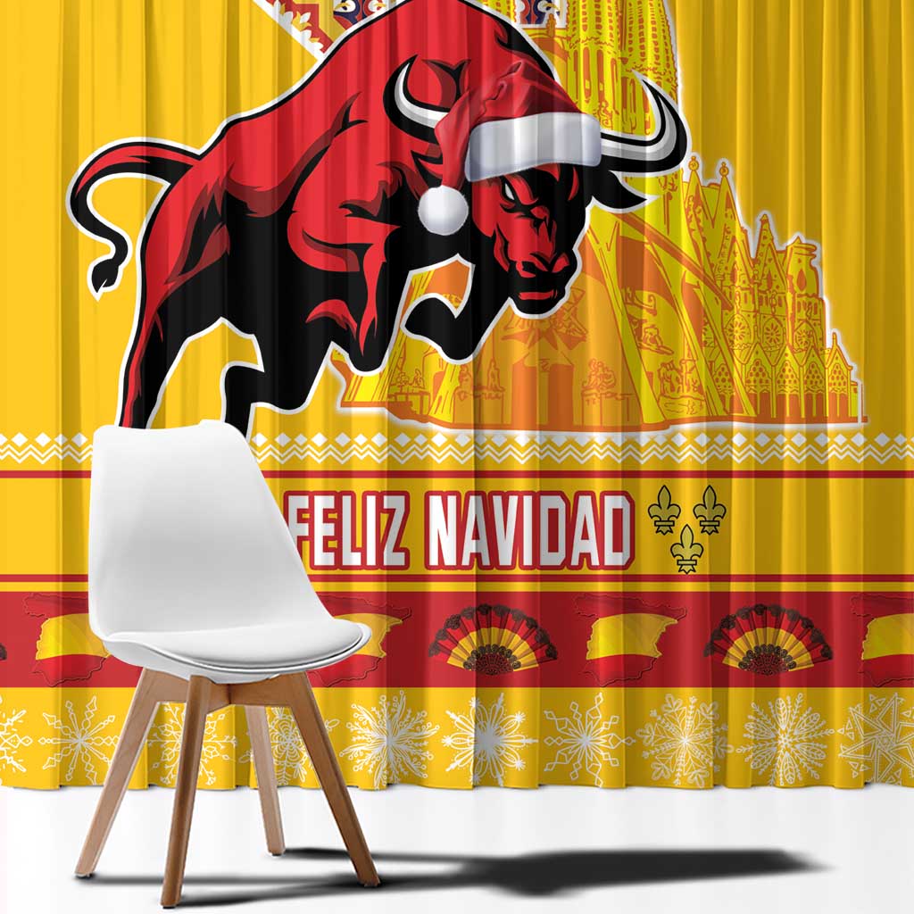 Spain Christmas Window Curtain Noble Bull With Sagrada Famlia - Wonder Print Shop