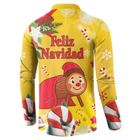 Spain Tio de Nadal Christmas Button Sweatshirt Traditional Christmas Log Yellow Version - Wonder Print Shop