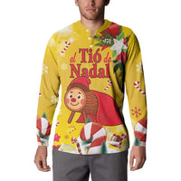 Spain Tio de Nadal Christmas Button Sweatshirt Traditional Christmas Log Yellow Version - Wonder Print Shop