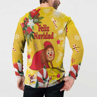 Spain Tio de Nadal Christmas Button Sweatshirt Traditional Christmas Log Yellow Version - Wonder Print Shop