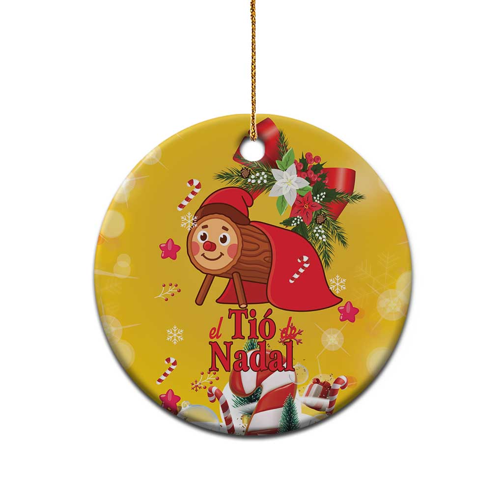Spain Tio de Nadal Christmas Ceramic Ornament Traditional Christmas Log Yellow Version - Wonder Print Shop