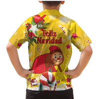 Spain Tio de Nadal Christmas Family Matching Mermaid Dress and Hawaiian Shirt Traditional Christmas Log Yellow Version - Wonder Print Shop