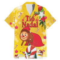 Spain Tio de Nadal Christmas Family Matching Mermaid Dress and Hawaiian Shirt Traditional Christmas Log Yellow Version - Wonder Print Shop