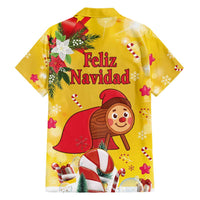 Spain Tio de Nadal Christmas Family Matching Short Sleeve Bodycon Dress and Hawaiian Shirt Traditional Christmas Log Yellow Version - Wonder Print Shop
