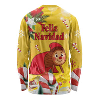Spain Tio de Nadal Christmas Long Sleeve Shirt Traditional Christmas Log Yellow Version - Wonder Print Shop