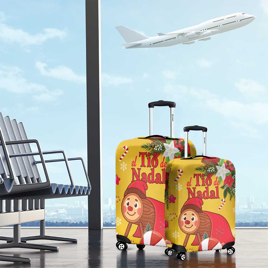 Spain Tio de Nadal Christmas Luggage Cover Traditional Christmas Log Yellow Version - Wonder Print Shop
