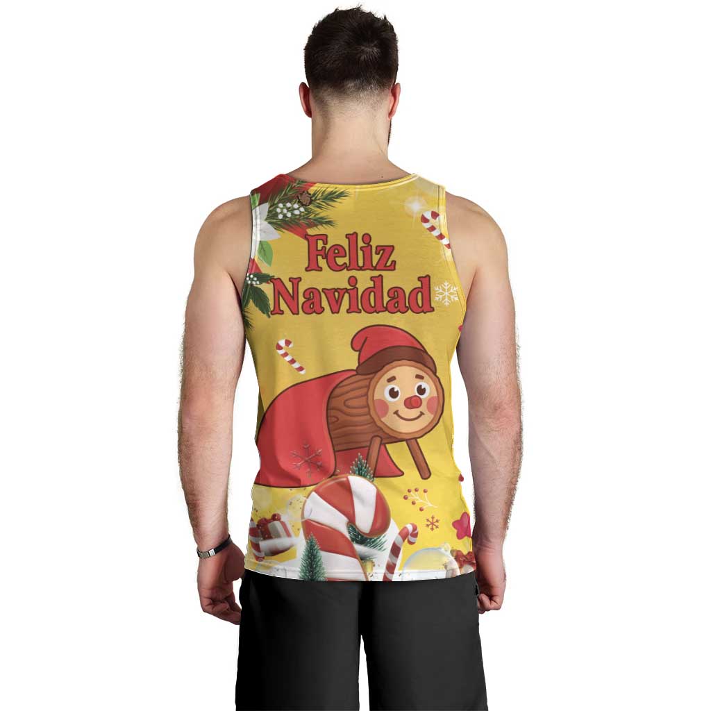 Spain Tio de Nadal Christmas Men Tank Top Traditional Christmas Log Yellow Version - Wonder Print Shop