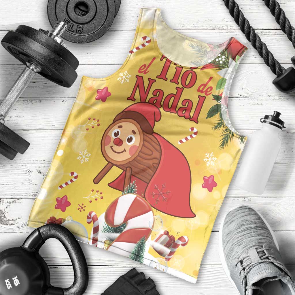 Spain Tio de Nadal Christmas Men Tank Top Traditional Christmas Log Yellow Version - Wonder Print Shop