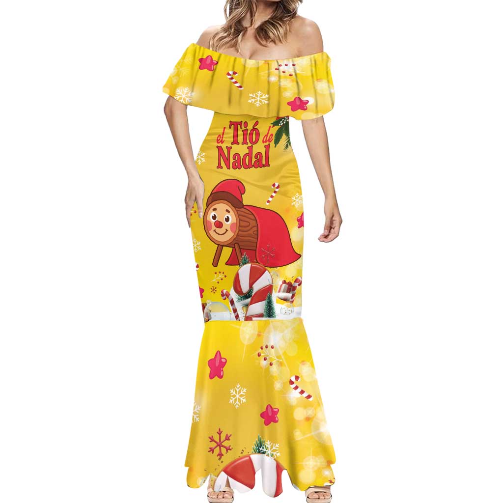 Spain Tio de Nadal Christmas Mermaid Dress Traditional Christmas Log Yellow Version - Wonder Print Shop
