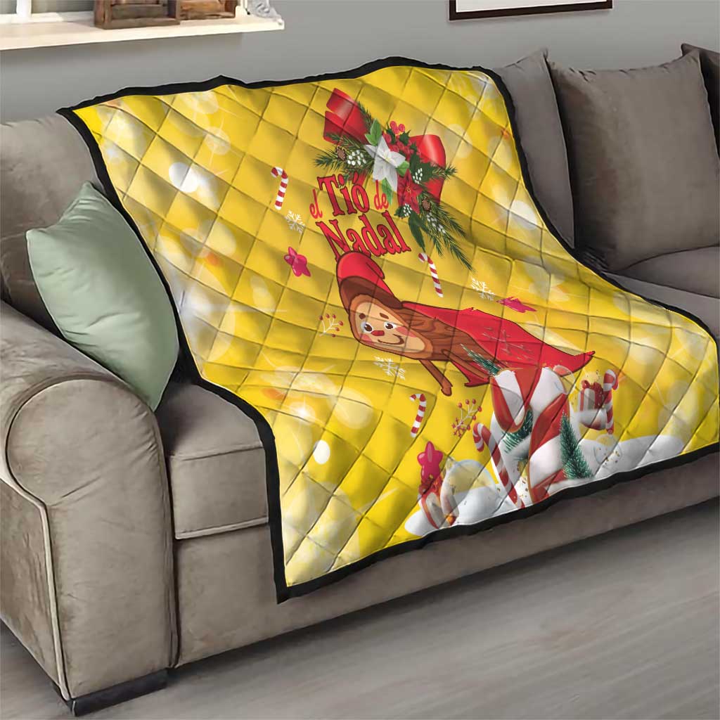 Spain Tio de Nadal Christmas Quilt Traditional Christmas Log Yellow Version - Wonder Print Shop
