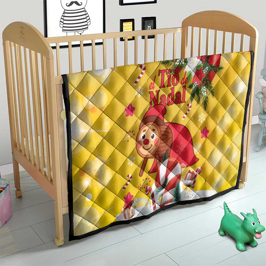 Spain Tio de Nadal Christmas Quilt Traditional Christmas Log Yellow Version - Wonder Print Shop