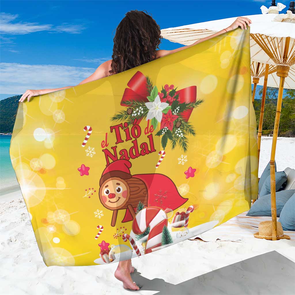 Spain Tio de Nadal Christmas Sarong Traditional Christmas Log Yellow Version - Wonder Print Shop