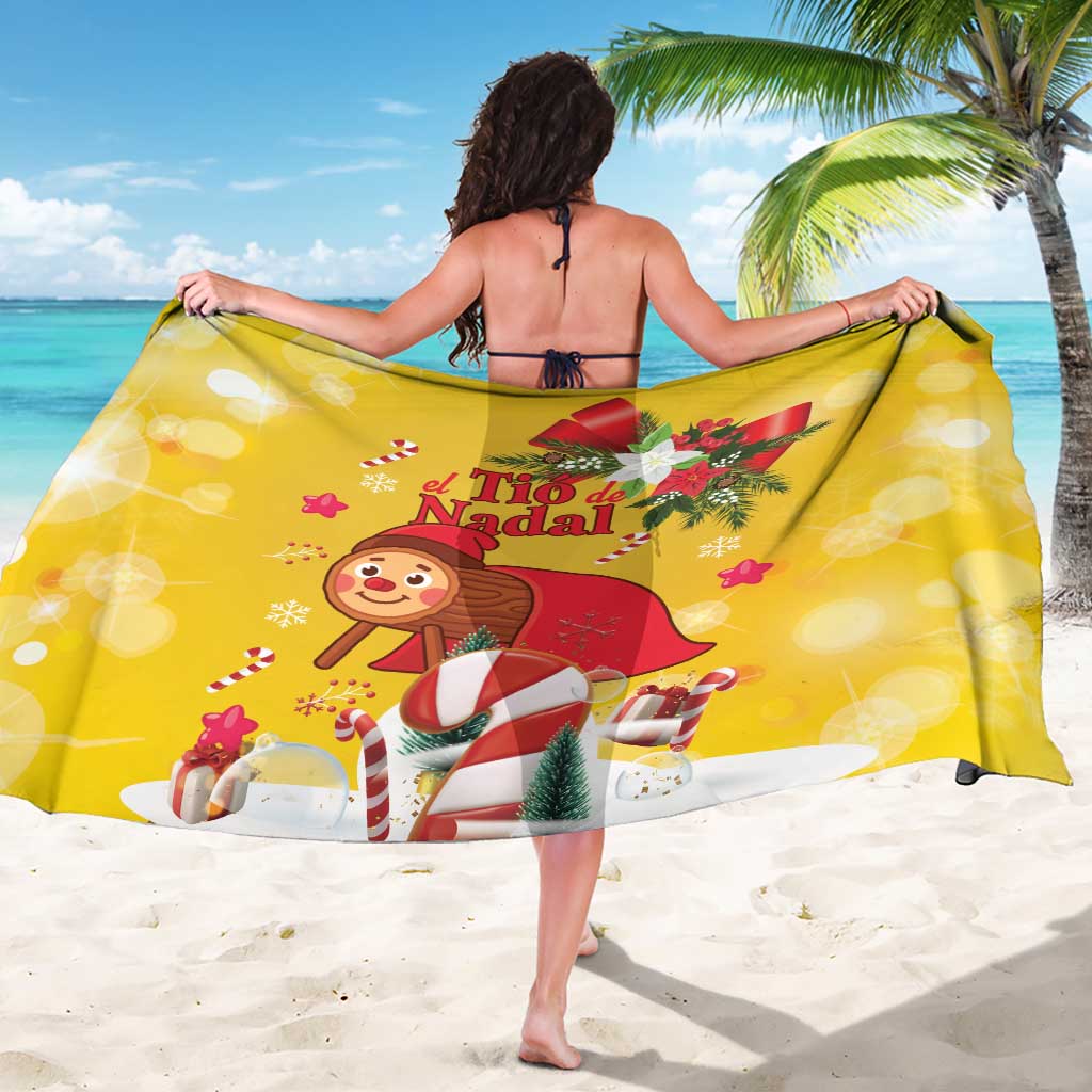Spain Tio de Nadal Christmas Sarong Traditional Christmas Log Yellow Version - Wonder Print Shop