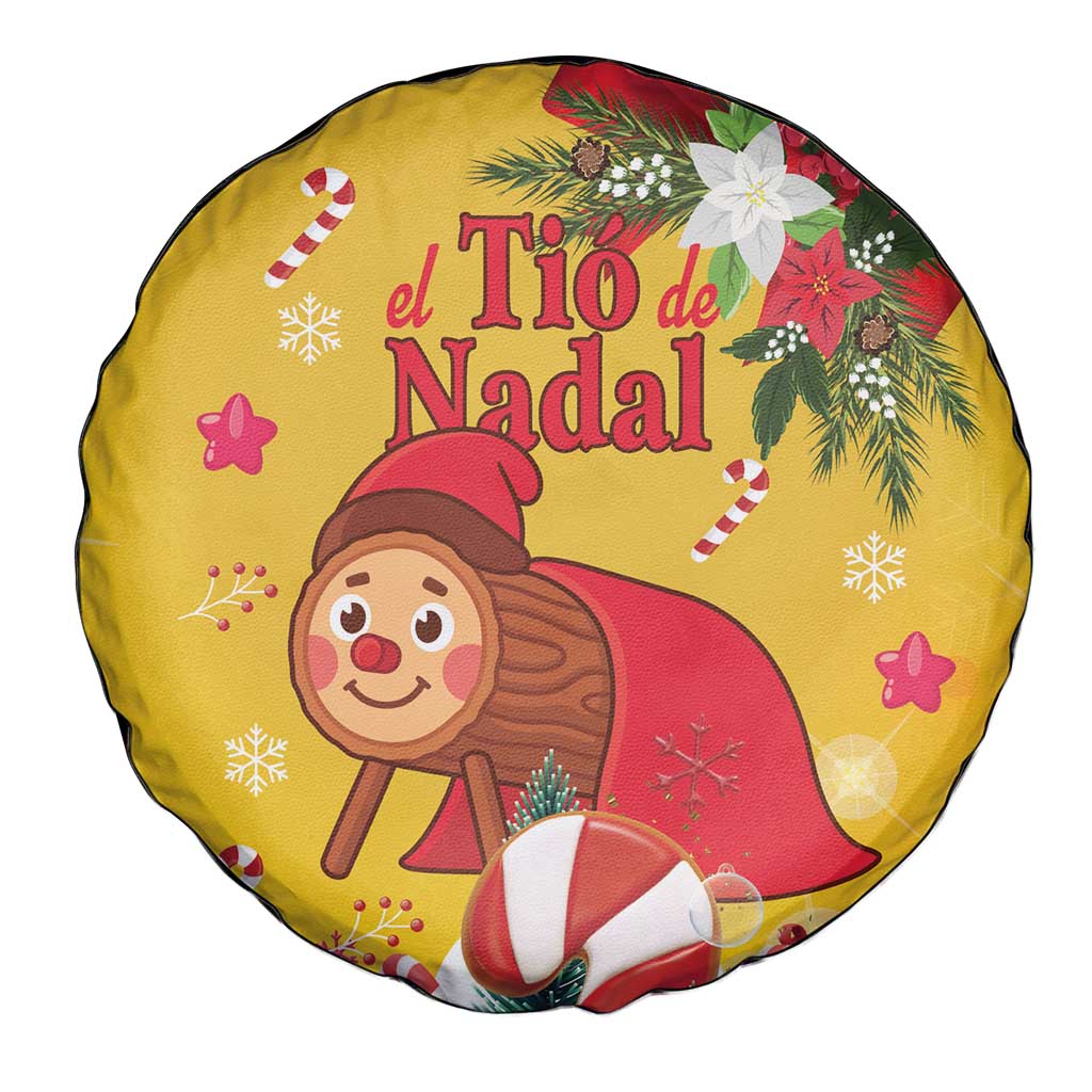 Spain Tio de Nadal Christmas Spare Tire Cover Traditional Christmas Log Yellow Version - Wonder Print Shop