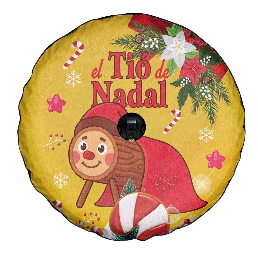 Spain Tio de Nadal Christmas Spare Tire Cover Traditional Christmas Log Yellow Version - Wonder Print Shop