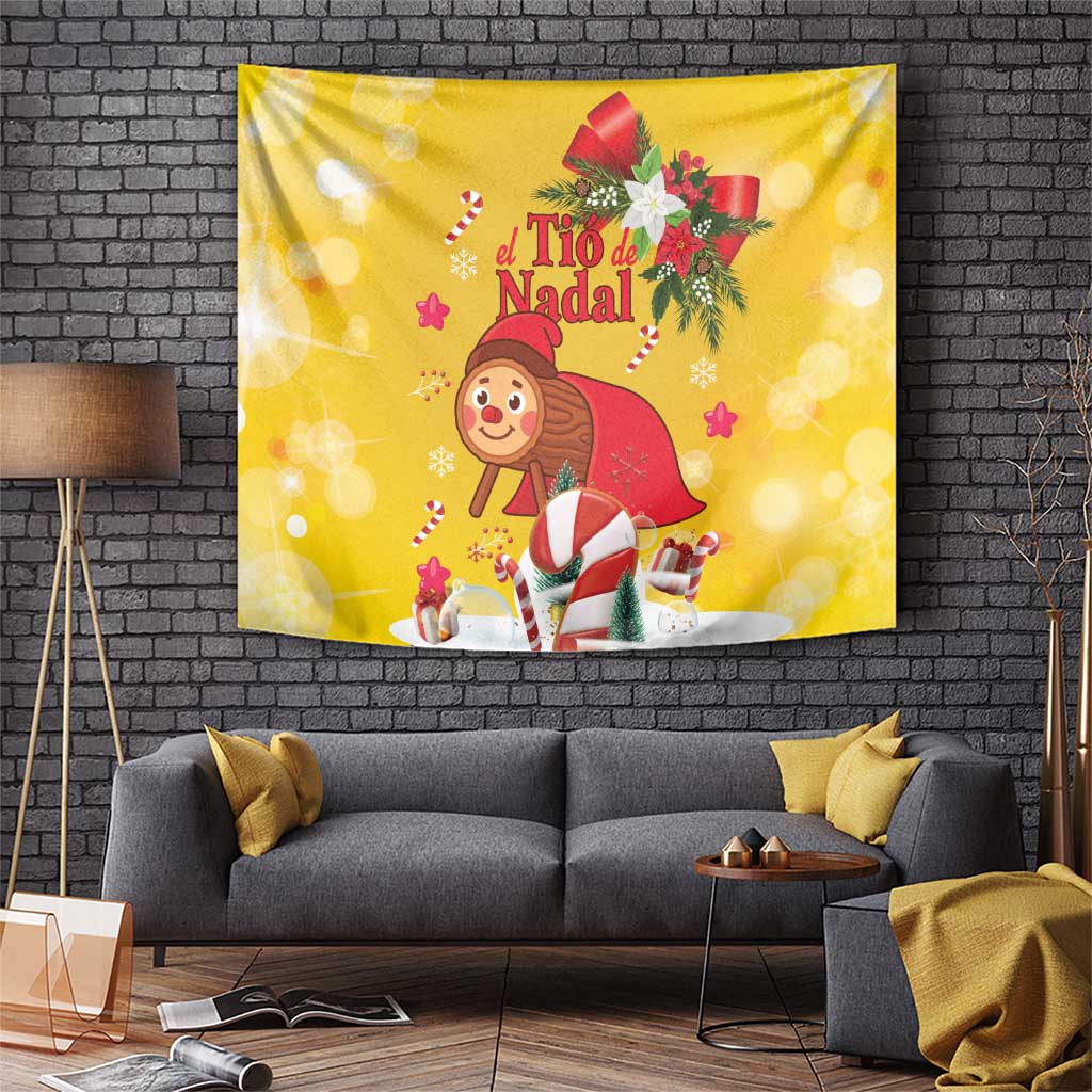 Spain Tio de Nadal Christmas Tapestry Traditional Christmas Log Yellow Version - Wonder Print Shop