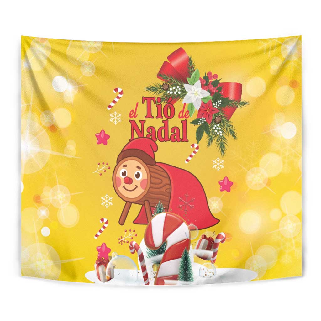 Spain Tio de Nadal Christmas Tapestry Traditional Christmas Log Yellow Version - Wonder Print Shop