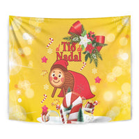 Spain Tio de Nadal Christmas Tapestry Traditional Christmas Log Yellow Version - Wonder Print Shop