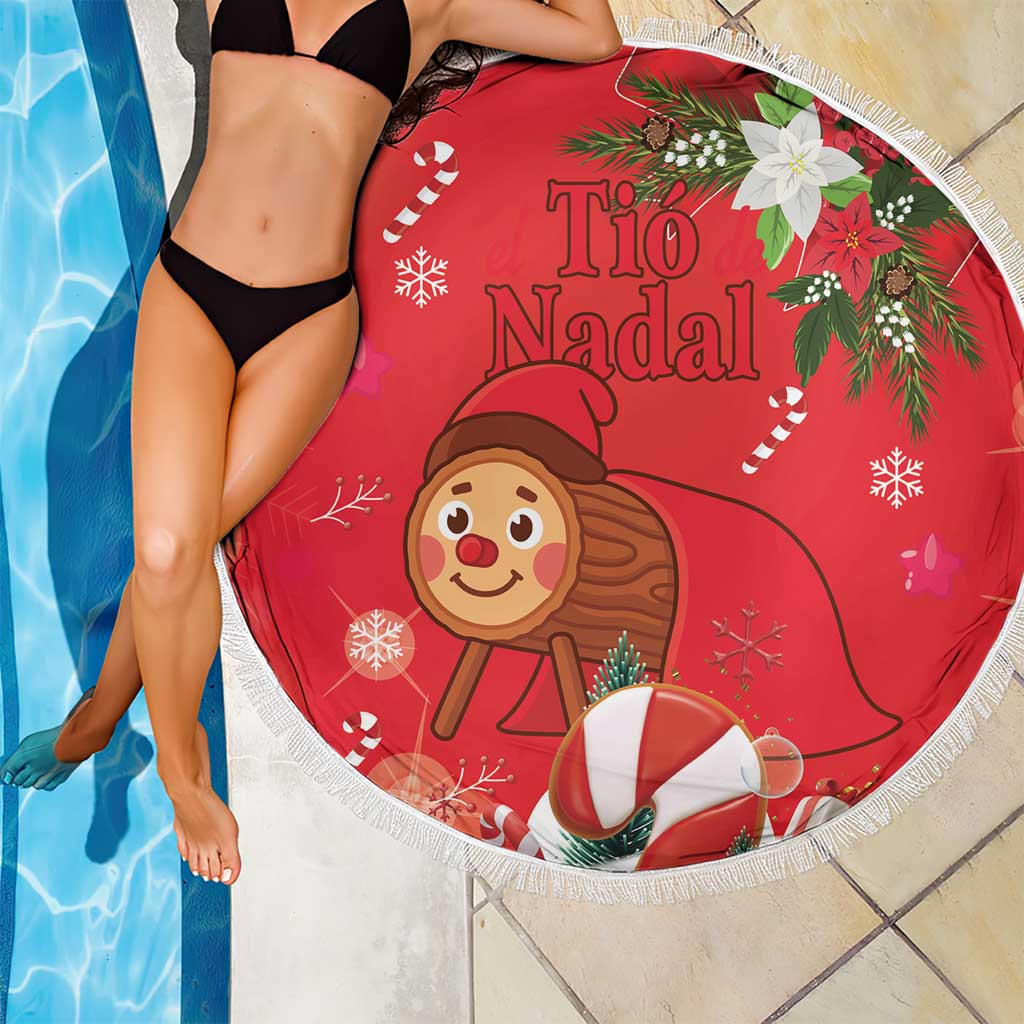 Spain Tio de Nadal Christmas Beach Blanket Traditional Christmas Log Red Version - Wonder Print Shop
