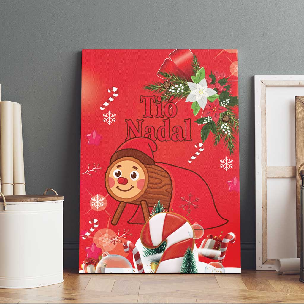 Spain Tio de Nadal Christmas Canvas Wall Art Traditional Christmas Log Red Version - Wonder Print Shop