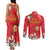 Spain Tio de Nadal Christmas Couples Matching Tank Maxi Dress and Long Sleeve Button Shirt Traditional Christmas Log Red Version - Wonder Print Shop