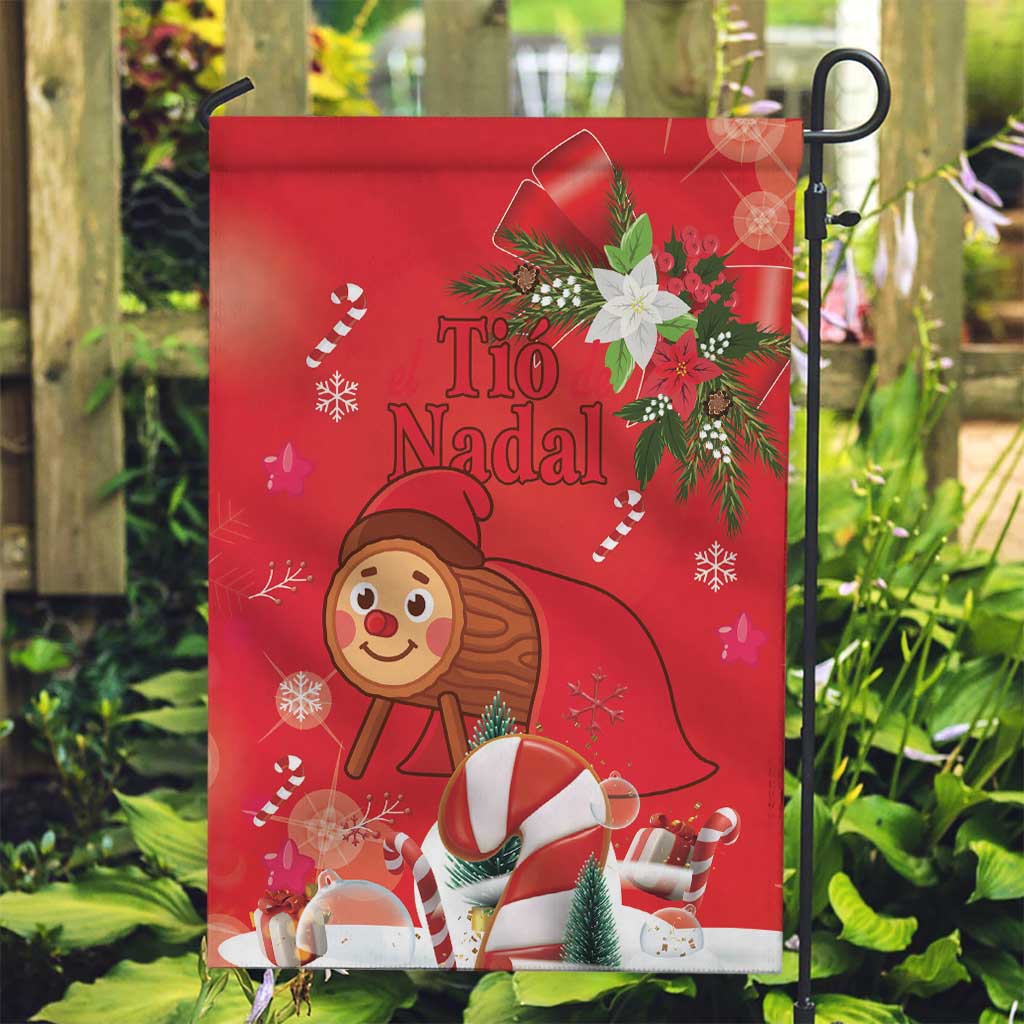 Spain Tio de Nadal Christmas Garden Flag Traditional Christmas Log Red Version - Wonder Print Shop