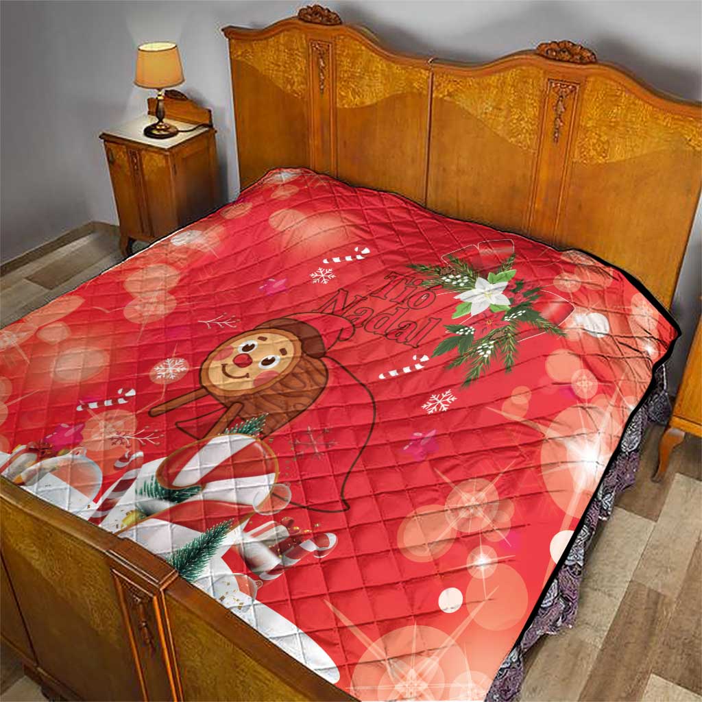 Spain Tio de Nadal Christmas Quilt Traditional Christmas Log Red Version - Wonder Print Shop