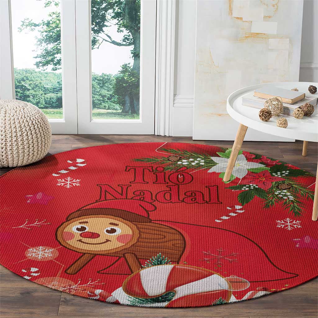 Spain Tió de Nadal Christmas Round Carpet Traditional Christmas Log Red Version