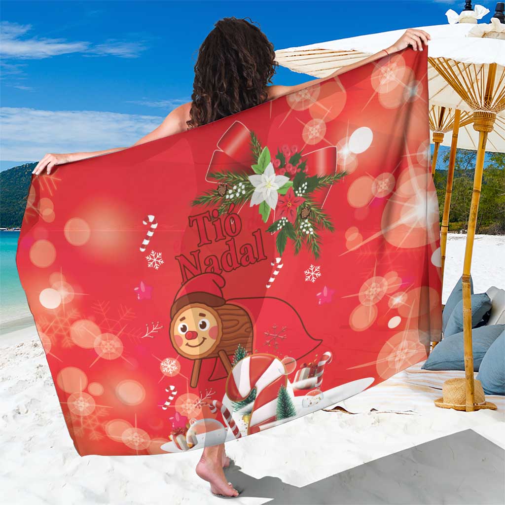 Spain Tio de Nadal Christmas Sarong Traditional Christmas Log Red Version - Wonder Print Shop