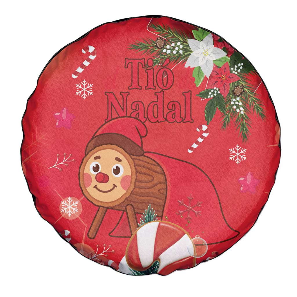 Spain Tio de Nadal Christmas Spare Tire Cover Traditional Christmas Log Red Version - Wonder Print Shop