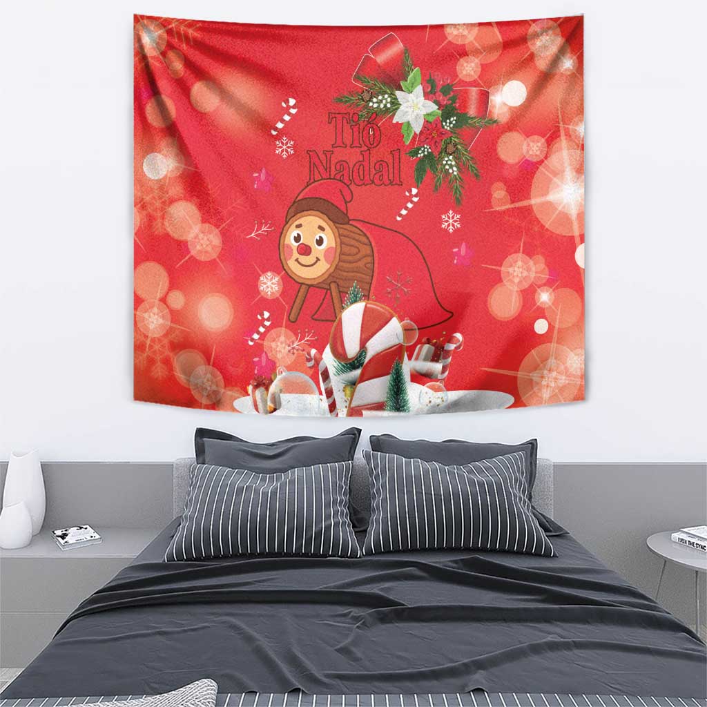 Spain Tio de Nadal Christmas Tapestry Traditional Christmas Log Red Version - Wonder Print Shop