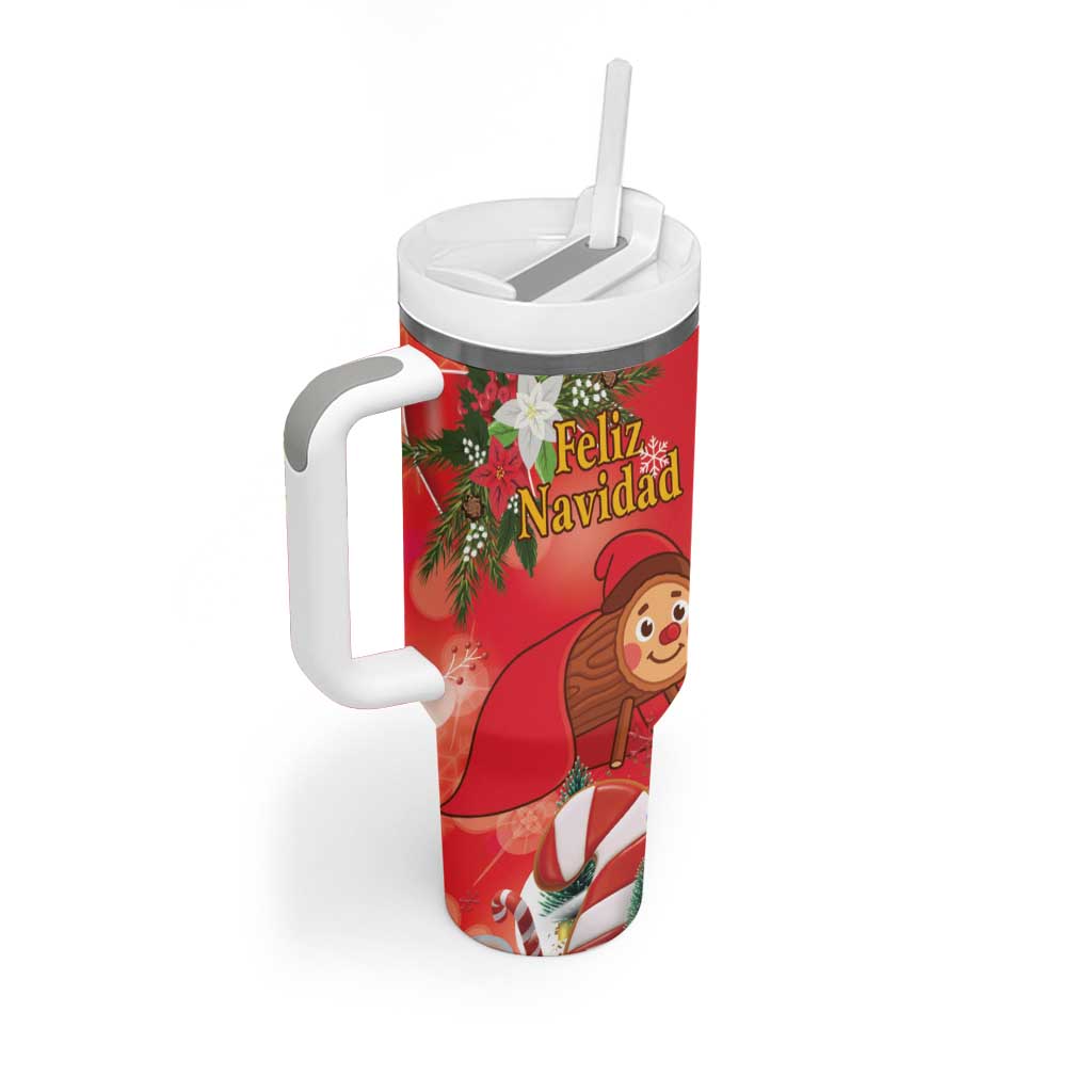 Spain Tio de Nadal Christmas Tumbler With Handle Traditional Christmas Log Red Version - Wonder Print Shop