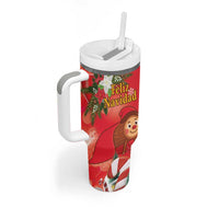 Spain Tio de Nadal Christmas Tumbler With Handle Traditional Christmas Log Red Version - Wonder Print Shop