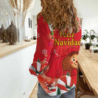Spain Tio de Nadal Christmas Women Casual Shirt Traditional Christmas Log Red Version - Wonder Print Shop