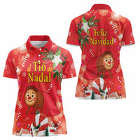 Spain Tio de Nadal Christmas Women Polo Shirt Traditional Christmas Log Red Version - Wonder Print Shop