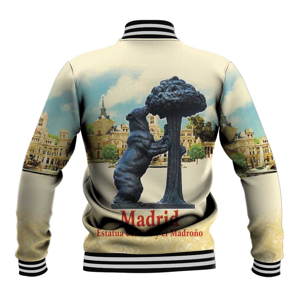 Spain El Oso y el Madrono Baseball Jacket Madrid City Watercolor - Wonder Print Shop