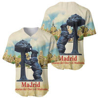 Spain El Oso y el Madrono Baseball Jersey Madrid City Watercolor - Wonder Print Shop