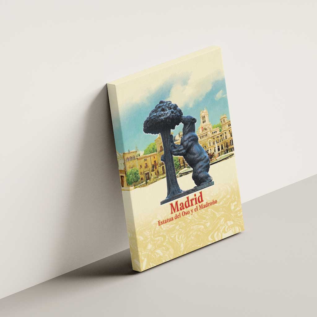 Spain El Oso y el Madrono Canvas Wall Art Madrid City Watercolor - Wonder Print Shop