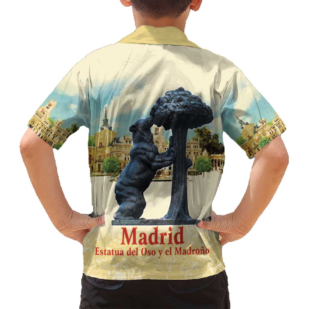 Spain El Oso y el Madrono Family Matching Puletasi and Hawaiian Shirt Madrid City Watercolor - Wonder Print Shop