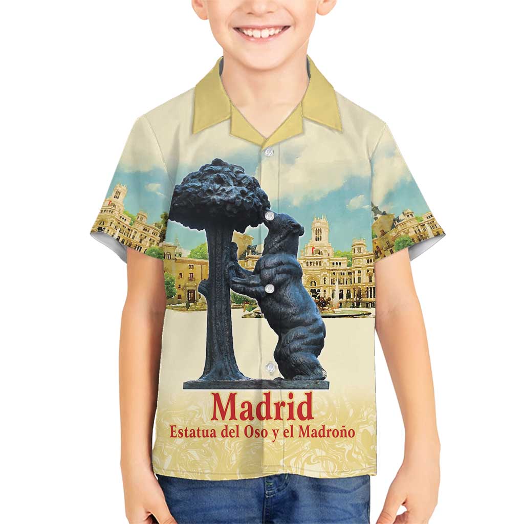 Spain El Oso y el Madrono Family Matching Tank Maxi Dress and Hawaiian Shirt Madrid City Watercolor - Wonder Print Shop