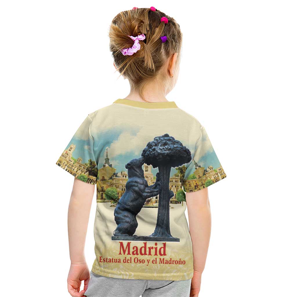 Spain El Oso y el Madrono Kid T Shirt Madrid City Watercolor - Wonder Print Shop
